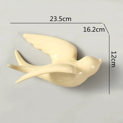 DecorBites™ Flying Bird Ceramic Wall Ornament Simulation Room Decoration Indoor Accent