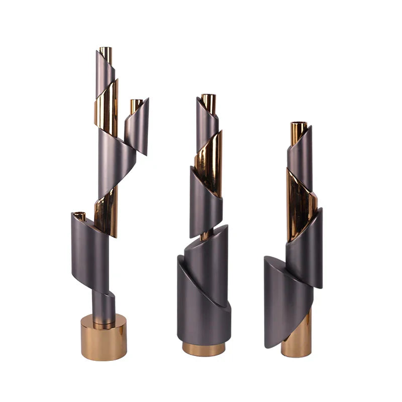 حامل شموع هندسي حلزوني من DecorBites™ للديكور المنزلي والقطع المركزية