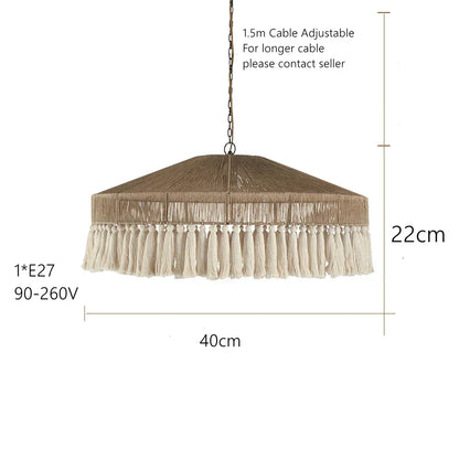DecorBites™ Bohemian Tassel Chandelier: Handmade Nordic Pendant Lamp for Bedroom, Living Room, Kitchen