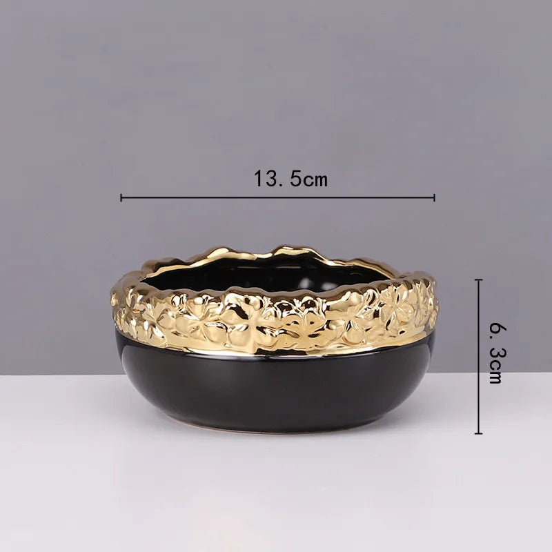 DecorBites™ Golden Edge Succulent Flower Pot Vase - Indoor Ceramic Planter Pot