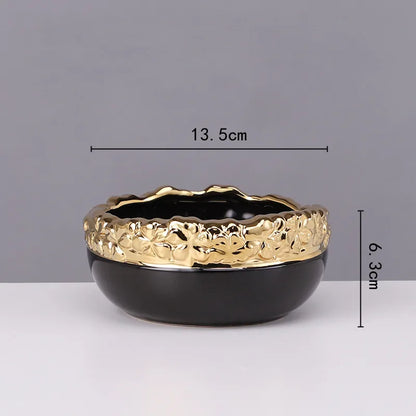 DecorBites™ Golden Edge Succulent Flower Pot Vase - Indoor Ceramic Planter Pot