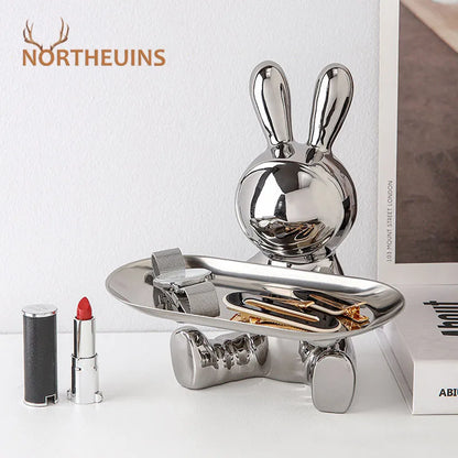 DecorBites™ Astronaut Rabbit Resin Tray: Home Office Desktop Decor & Storage