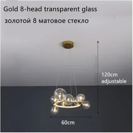 Lámpara de araña LED con bola de cristal DecorBites™: Estilo nórdico moderno para salón, comedor, cocina y estudio