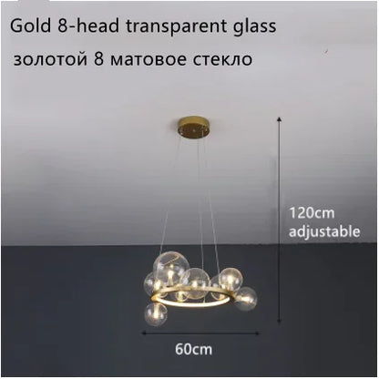 Lámpara de araña LED con bola de cristal DecorBites™: Estilo nórdico moderno para salón, comedor, cocina y estudio