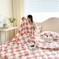 Decobites Plaid Coral Fleece Autumn Bed Blanket - Warm, Cozy, Skin-friendly for Winter