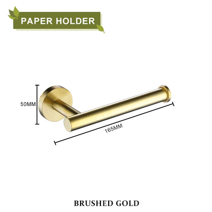 DecorBites™ Brushed Gold Bathroom Accessories Set Hand Towel Bar Rack Toilet Paper Holder