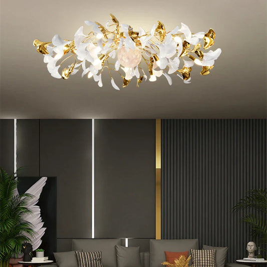 Lámpara de techo LED DecorBites™ con forma de hoja de ginkgo y metal acrílico para sala de estar