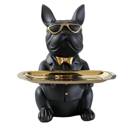 DecorBites™ Bulldog Storage Tray Coin Bank Key Holder Modern Statue Figurine