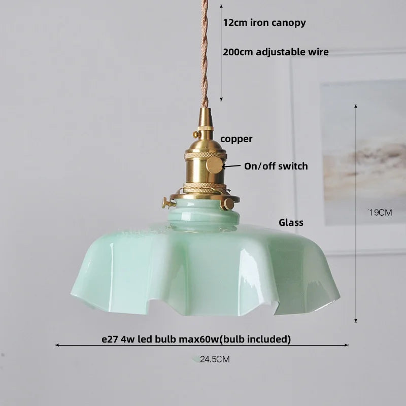 DecorBites™ Green Flower Glass Pendant Light - Modern Kitchen Bar Restaurant Hanging Lamp