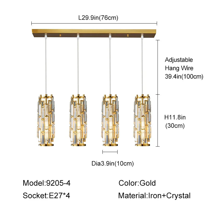 Decorbites™ Lámpara de Araña de Cristal Dorado: Iluminación Elegante de Comedor en Forma de Lámpara Colgante