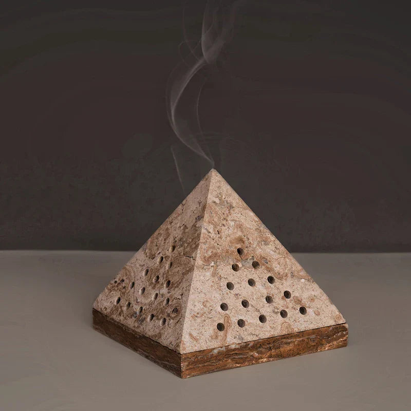 DecorBites™ Beige Travertine Marble Mubkhar Bakhoor Incense Holder Oud Burner