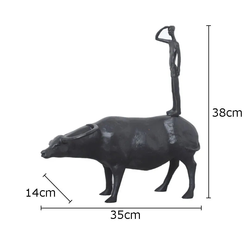 DecorBites™ تمثال راعي بقر من الراتنج لديكور المنزل الحديث