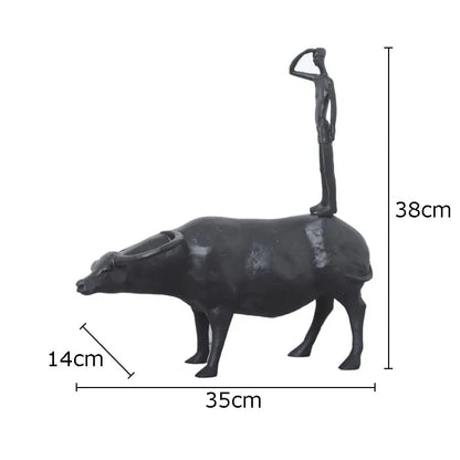 DecorBites™ تمثال راعي بقر من الراتنج لديكور المنزل الحديث