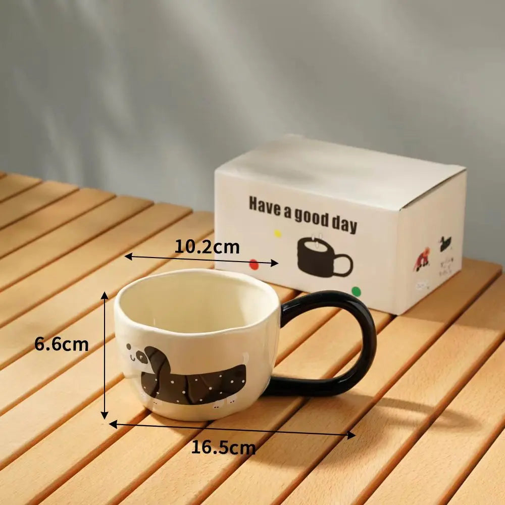 DecorBites™ Cartoon Big Ear Cup Ceramic Mug for Coffee, Milk, and Oatmeal