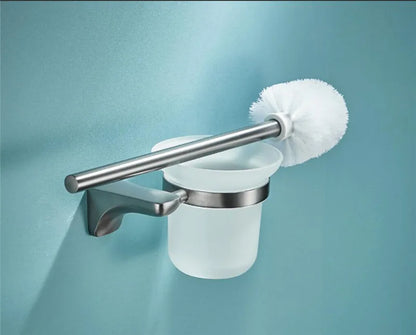DecorBites™ Grey Bathroom Accessories Set: Paper Holder, Corner Shelf, Towel Rack, Toilet Brush Holder, Towel Holder