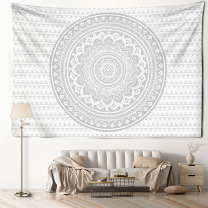 Decobites Grey Mandala Tapestry Wall Hanging Psychedelic Hippie Art for Aesthetic Home Decor