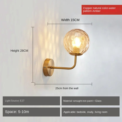 ديكوربايتس™ مصباح حائط LED على شكل كرة زجاجية: إضاءة شمعدانات ذهبية بسيطة بتصميم نورديك، تركيبات ديكور غرفة النوم