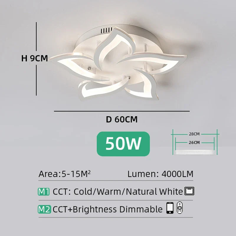 DecorBites™ LED Ceiling Light Chandelier Remote Control Dimmable Art Decor for Living Room Home Bedroom