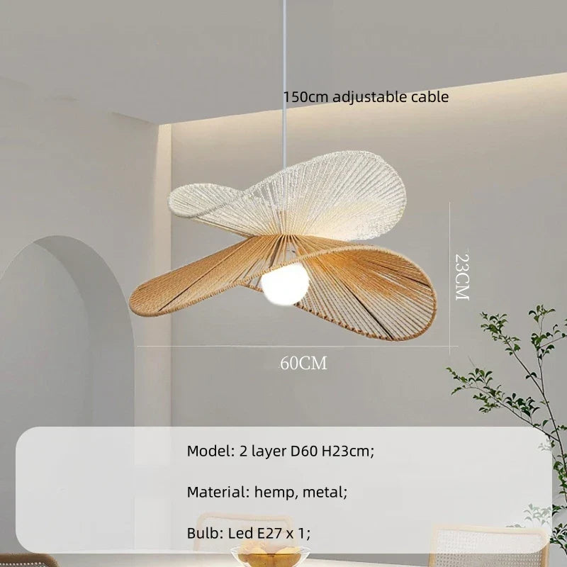 Decorbites™ Lámparas Colgantes de Cáñamo: Accesorios de Iluminación LED Interior Wabi Sabi