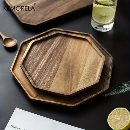 Decorbites™ Kreative Platte aus Akazienholz - Vielseitiges rechteckiges achteckiges Tablett