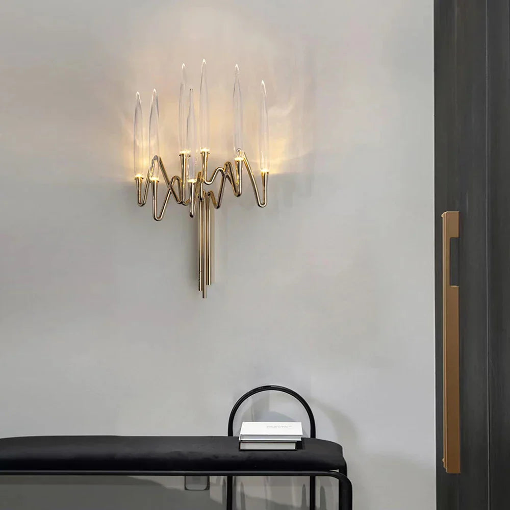 Aplique de pared DecorBites™ Crystal Candle: Lámpara retro de lujo para la decoración de la sala de estar.