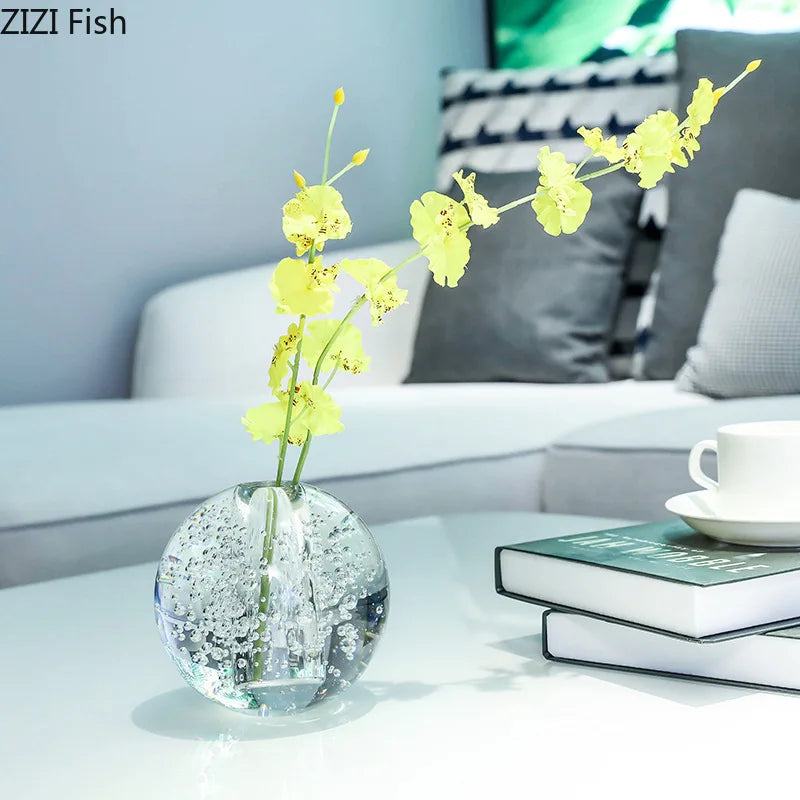 DecorBites™ Clear Glass Vase Flower Pot for Desk Decoration and Floral Arrangements