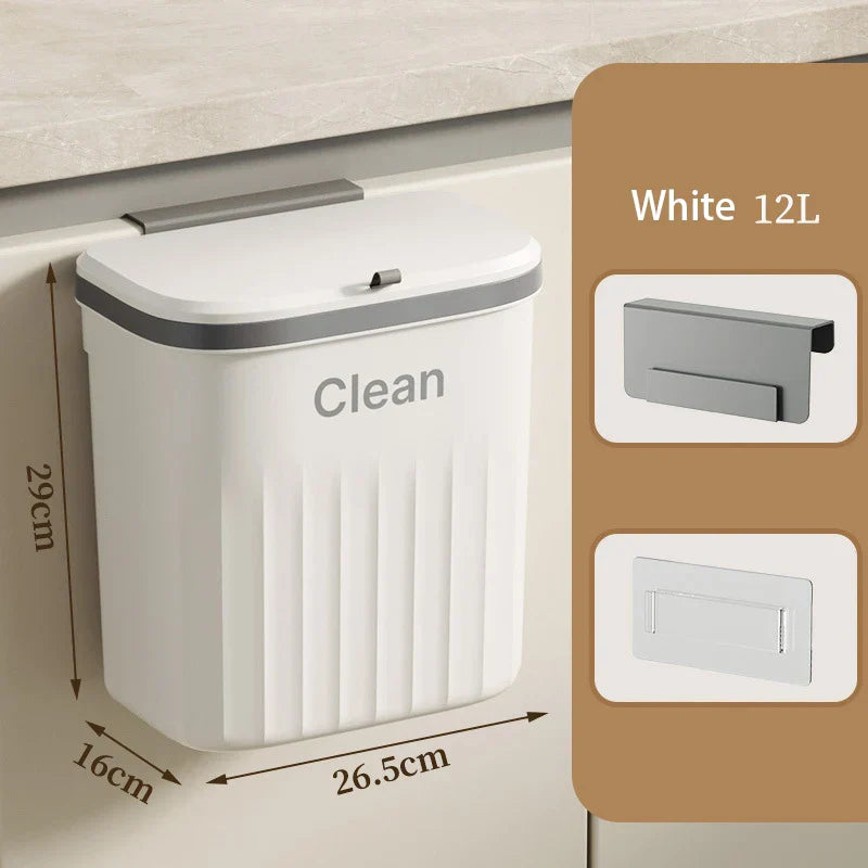 DecorBites™ Kitchen Cabinet Hanging Trash Can with Lid and Large Capacity