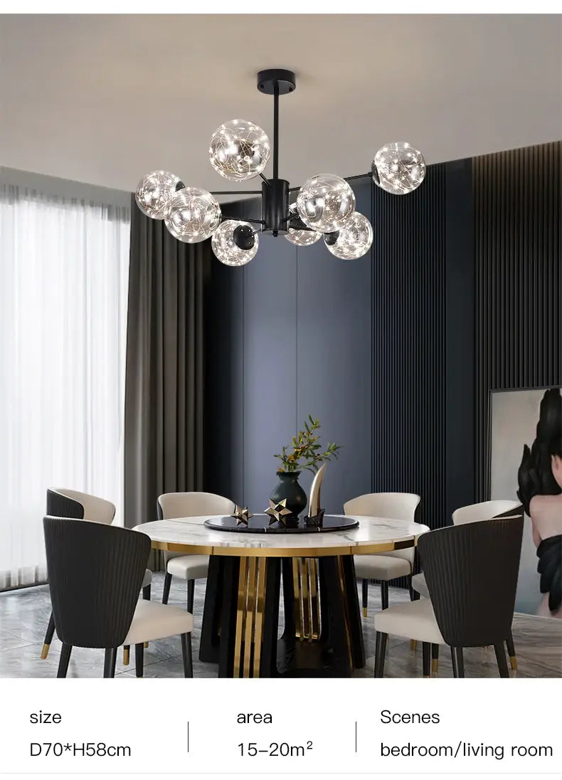 DecorBites™ Luxury Glass Ball Nordic Chandeliers - Dimmable