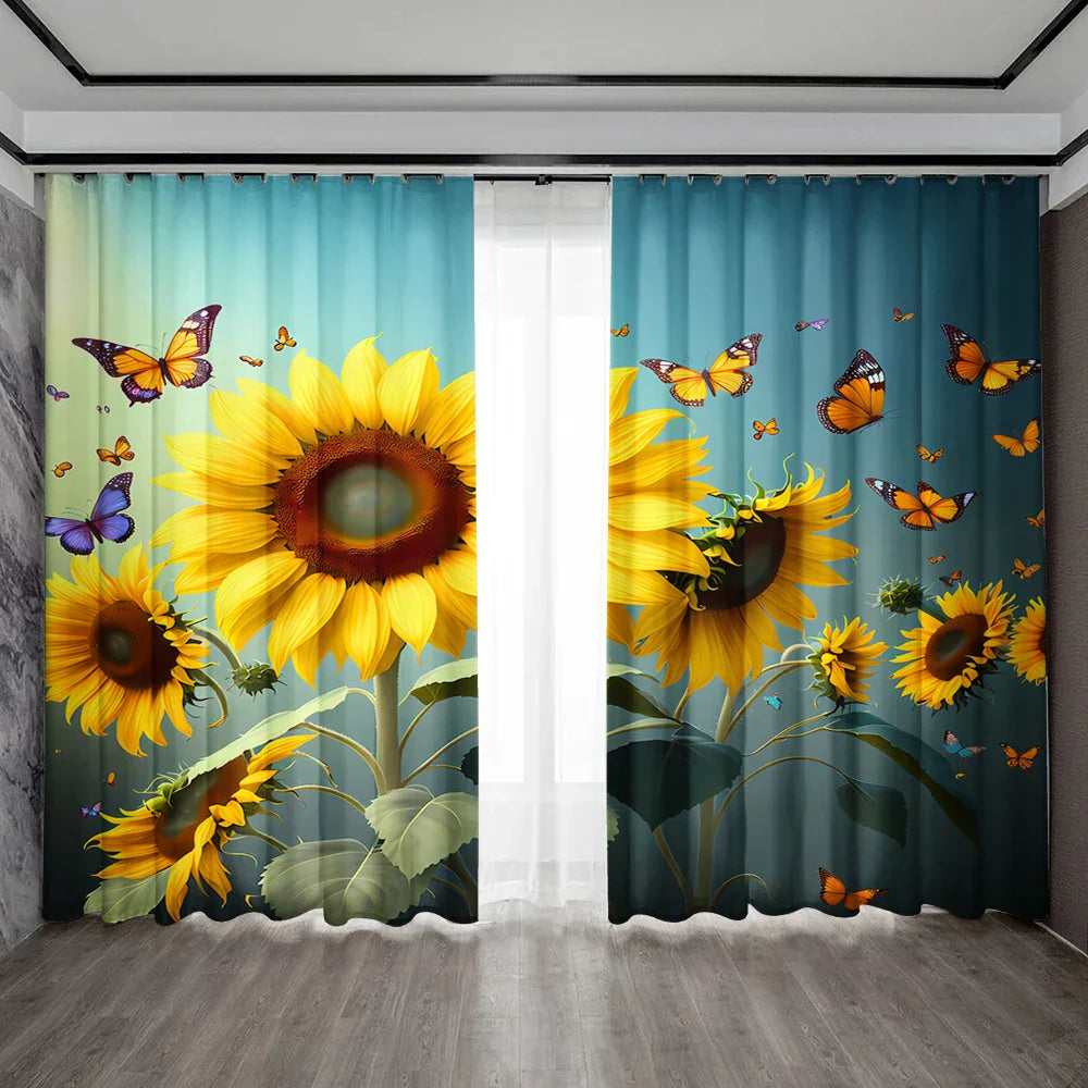 Decobites Sunflower Seaweed Curtains | Home & Kitchen Decor, Printed, Pole Bag Design