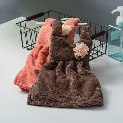 DecorBites™ Kids' Cute Dress Hand Towel: Thick Coral Velvet, Soft Touch, Home & Kitchen Cleaning