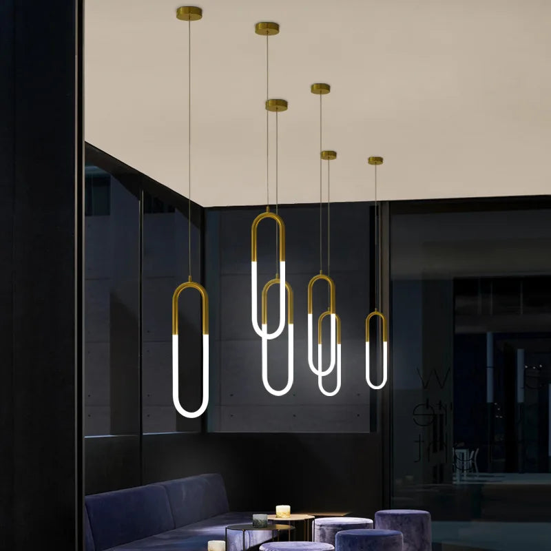 Lámpara colgante LED Gold Black de Decorbites™: Cabezal único/doble, lámpara colgante de línea larga