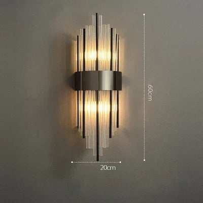 DecorBites™ Art Deco Stainless Steel Crystal LED Wall Sconce Black Gold Bedroom Corridor