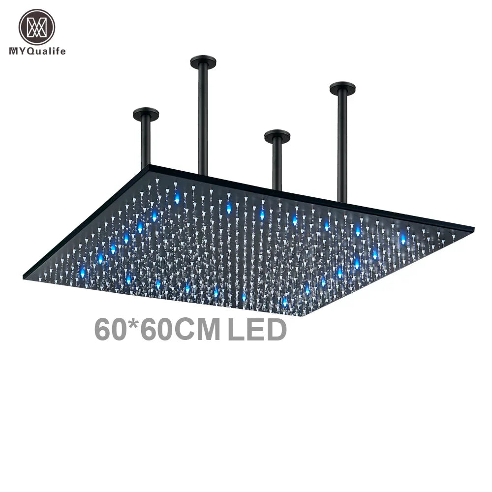 رأس دش DecorBites™‎ بإضاءة LED مقاس 16×32 بوصة - تصميم مربع فاخر متغير الألوان