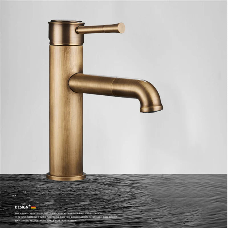 DecorBites™ Bronze Basin Faucet: Hot & Cold Brass Sink Faucet, Rotating Mixer Tap