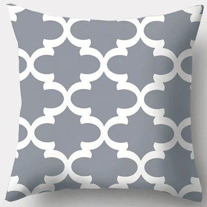 DecorBites™ Grey Geometry Leaves Floral Stripes Plaids Print Lumbar Pillow Case