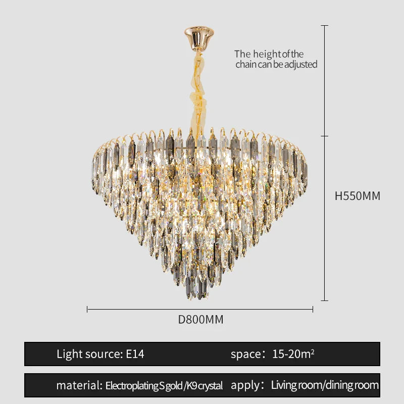 DecorBites™ Crystal Chandelier: Elegant Small Duplex Living Room Loft Hotel Lobby Staircase Lighting