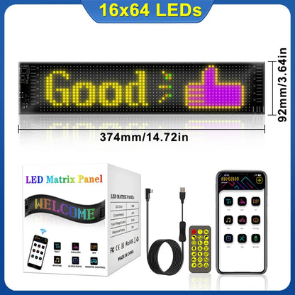 DecorBites™ LED Matrix Panel: Bluetooth Programmable Logo Display for Car Windows