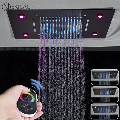 DecorBites™ LED Shower Faucet Ceiling Mount Rainfall Waterfall Head Shower Set