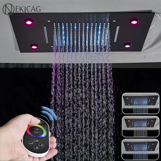 DecorBites™ LED Shower Faucet Ceiling Mount Rainfall Waterfall Head Shower Set