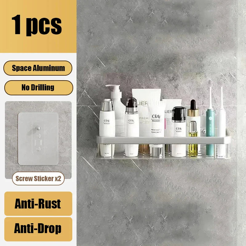 منظم رفوف زاوية من الألومنيوم من DecorBites™ لتخزين الحمام والمطبخ