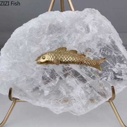 DecorBites™ Golden Fish Crystal Ornament Home Decoration Metal Statue