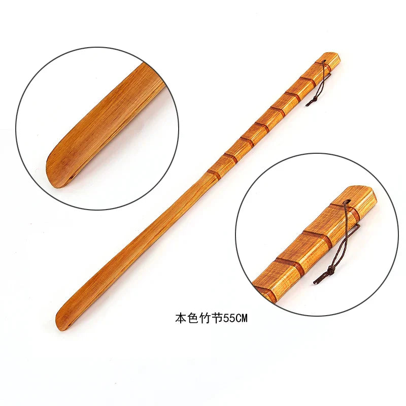 DecorBites™ Bamboo Pattern Long Handle Shoehorn Shoe Lifter for Easy Shoe Wearing