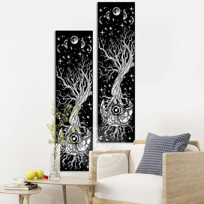 Decobites Moon Phase Galaxy Mystic Eyes Star Tapestry for Bedroom