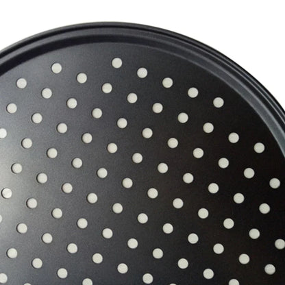DecorBites™ Carbon Steel Perforated Pizza Pan Non Stick Baking Tray with Holes