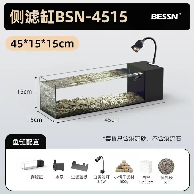 DecorBites™ Betta Fish Tank, Acrylic Aquarium Bowl with Top Filtration System