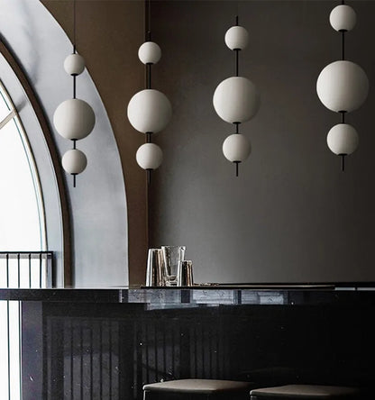 DecorBites™ LED Glass Beads Pendant Chandelier, Round Ball Hanging Light Fixture