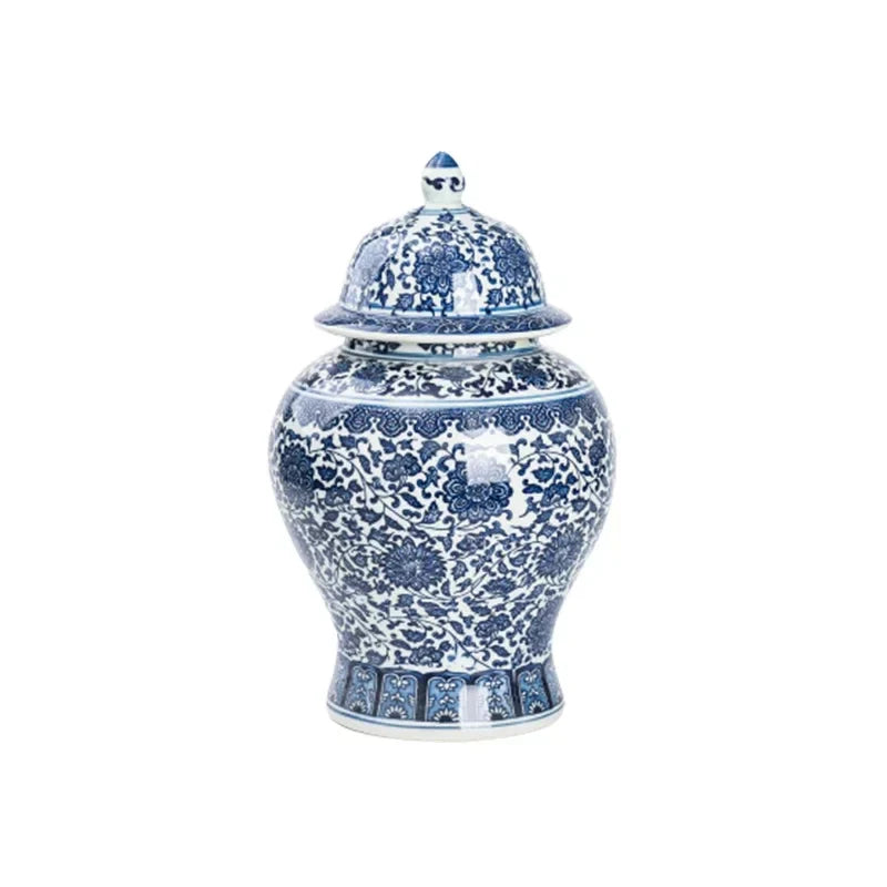 DecorBites™ Blue White Porcelain General Jar: Ceramic Tea Caddy Candy Pot Storage Container