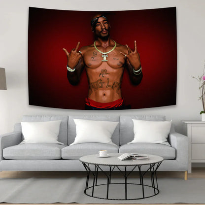 Decobites 2Pac Tapestry Hip-Hop Style Wall Hanging for Home Décor and Dormitory