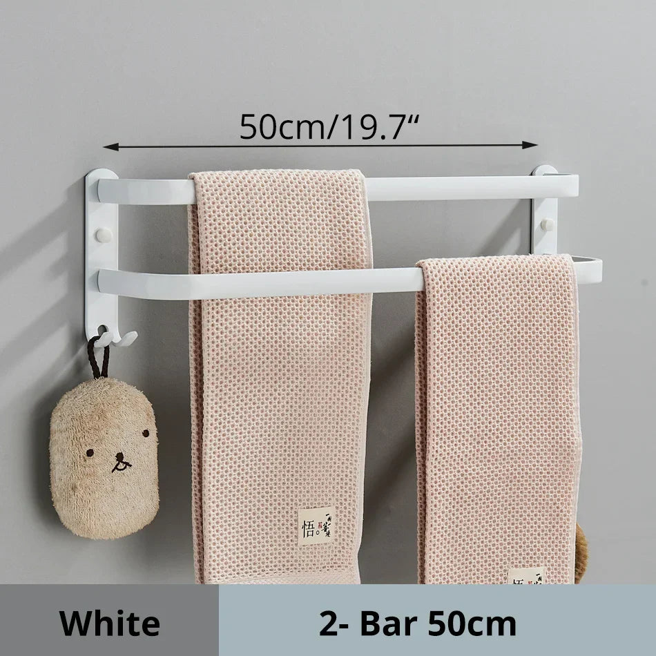 Toallero de aluminio DecorBites™ para baño con gancho, colgador de ropa de pared de varios niveles