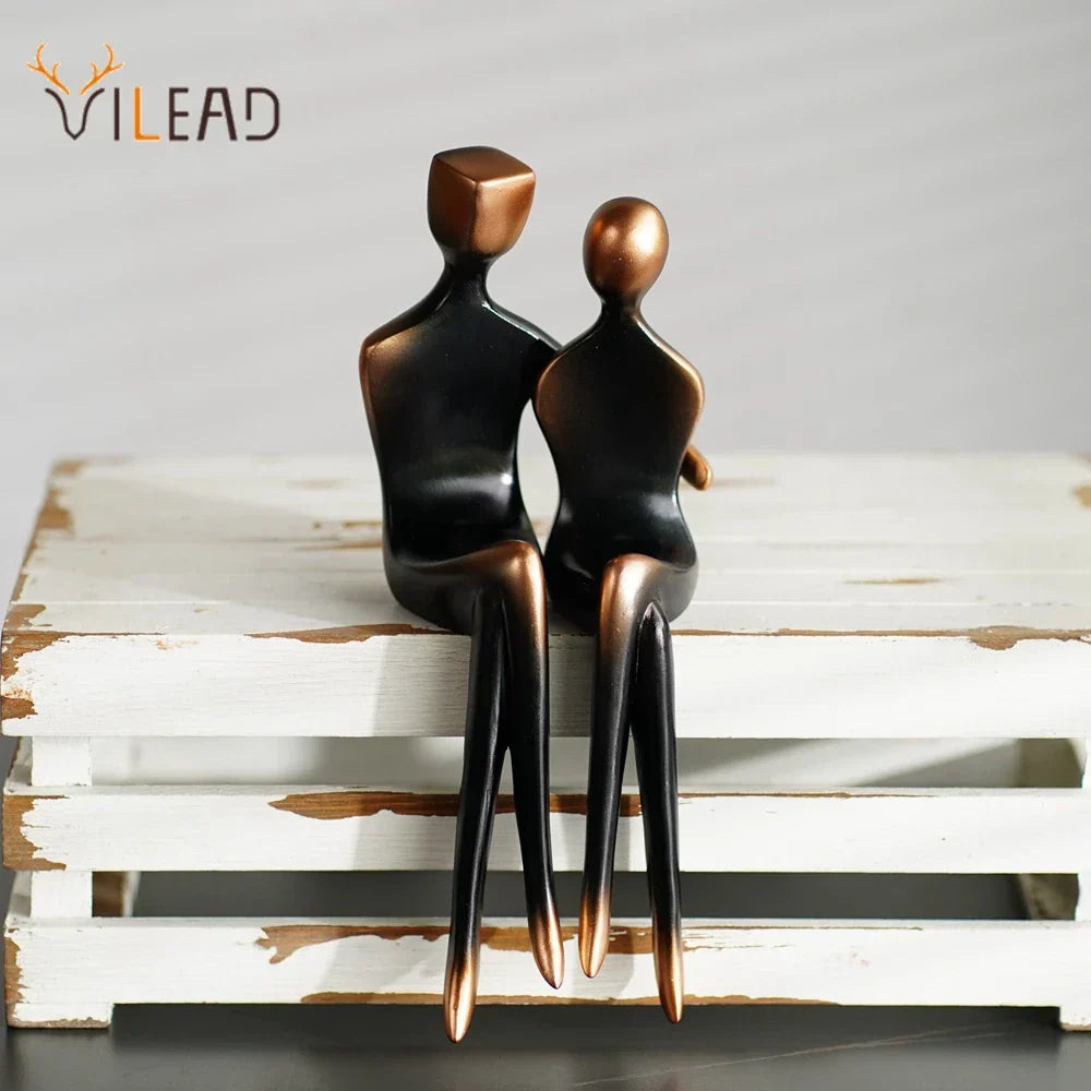 DecorBites™ Elegant Resin Couple Sculptures: Modern Art Statues for Desk Decor & Anniversary Gift